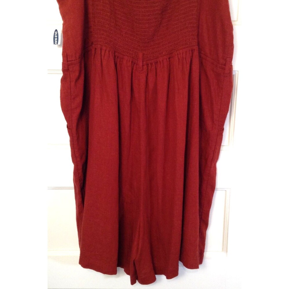 Old Navy Romper Wn 2XLT Rust Orange Short Overalls Back Smocking Pockets Travel - Picture 9 of 13